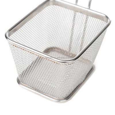 China 18/10 Stainless Steel Viable Mini French Fry Chips Frying Mesh Basket for sale