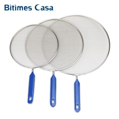 China 3PCS/Set Stainless Steel Kitchen Oil And Grease Splatter Screen Durable Durable Fine Mesh For Deep Frying And Cooking for sale