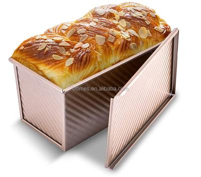 China Heavy Duty Nonstick Bread Stocked Aluminum Alloy Bread Pan Toast Box With Lid for sale