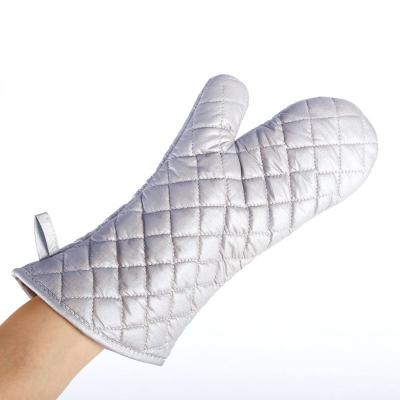 China Microwave Oven Mitt Gloves For Kitchen Vintage Cotton Long Sleeve Pure Silver Color Liner Heatproof Cooking Baking for sale