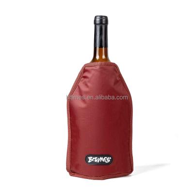 China Sustainable Portable Home Party Elastic Band Burgundy Sleeve Wine Cooler Bag for sale