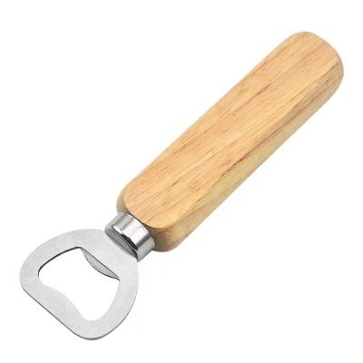 China High Quality Yes Stainless Steel Beer Bottle Opener For Home Party Restaurant With Oak Wood Handle for sale