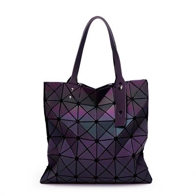 China Fashion 2021 Fashion New Sector Design PU Fashion Luminous Handbags Ladies Diamond Pattern Shopping Tote Bag For Women for sale