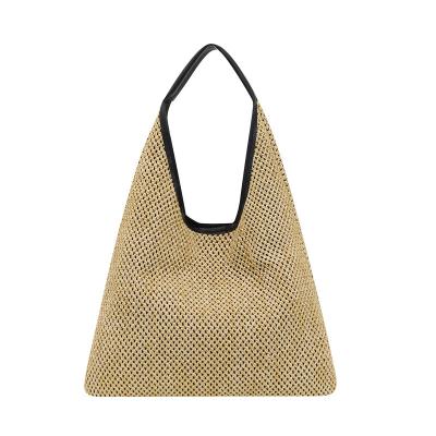 China Fashion Shoulder Straw Bags Big Round Moon Designer Tote Summer Beach Purse Fashion Rattan Woven Lady 2021 Straws for sale