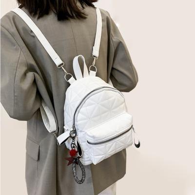 China 2021 Zipper Two Ways Ladies Mini Backpack Pu Leather Embroidery Cross - Body Backpack Women Small Bag Teenage Girls Backpack for sale