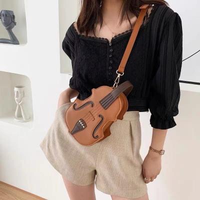 China Other 2021 New Arrivals Funny Cross - PU Handbag Violin Design Satchel Bag Brown Backpack Mini Cartoon Printing Musical Body Instruments for sale