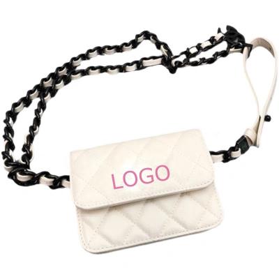 China Fashion Custom Girls Fashion Mini Cute Adjustable Chain Bum Accessory Pouch Bag PU Leather Quilted Fanny Pack Waist Belt Bag Purse for sale