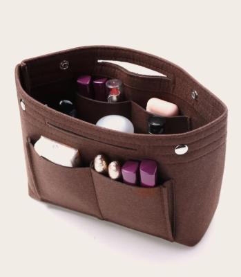 China Fabric Minimalist Tote Bag Insert Studded Decor Inside Bag Cosmetic Make Up Brush Case Lipstick Bag for sale