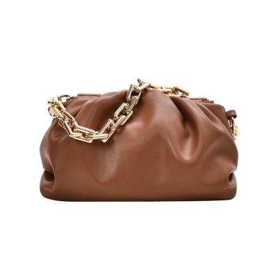 China S102208 fashion fashion thick gold color clutch pu new vintage purse chain shoulder bag handbag for ladies for sale