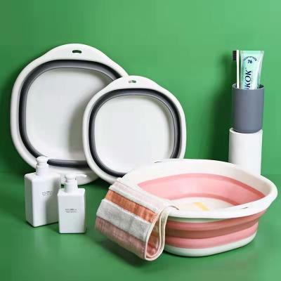 China Sustainable Multifunctional Movable Outdoor Plastic Folding Silica Gel Wash Basin for sale