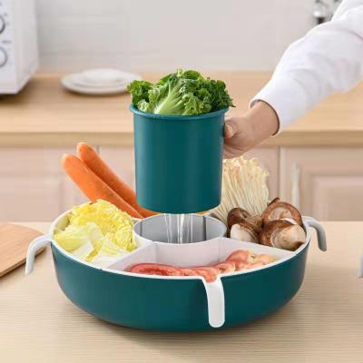 China Other Rotating Hot Pot Tray Household Vegetable Double Compartmented Sink Drain Basket Food And Fruit Tray for sale