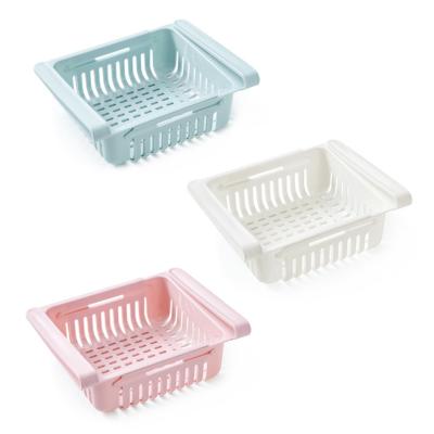 China Fridge Storage Drawer Food Storage Basket Fruits and Vegetables Viable Retractable Drain Basket for sale