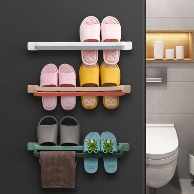 China Sustainably suitable for home and bathroom removable wall mounted drill-free multifunctional slipper slipper rack for sale