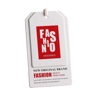 China Sustainable Custom Top Hoodie Hang Tag Printed Color Red Swing Tag Embossed Paper Swing Tags Paper Hang Tags For Apparel Own Logo for sale