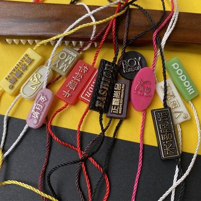 China Custom Shape Viable Logo Hang Tag String For Garment Fashion Polyester String Tie Hook Ties Luxury Rope for sale