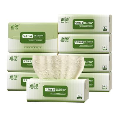 China Soft waterable bundle 170x155mm bamboo 4ply pulp facial tissue with soft plastic packing for sale