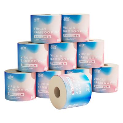 China Thicker Virgin Bamboo Pulp Hotel Toilet Paper Tissue Roll 5 Ply Bamboo Pulp for sale