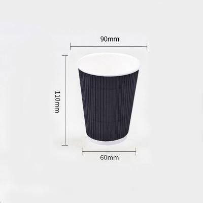 China 12oz 400ml Disposable Bluk Tea Coffee Cups Disposable Black Recycled Chinese Paper Cups for sale