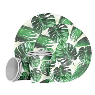 China 7 Inch Disposable Dish Paper Palm Leaf Turtle Theme Party Tableware 9 Inch Dish Paper Cup Party Set For Kids Birthday Party for sale