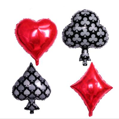 China Wholesale New Aluminum Spades Movie Balloon Casino Theme Decoration Game Cards Square Hearts Party Props for sale