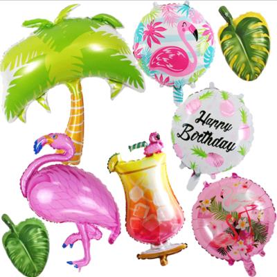 China Party Festival Supplies Hawaiian Balloon 18 Inch Round Flamingo Membrane Balloon Flamingo Wine Glass Foil Balloon Decoration for sale