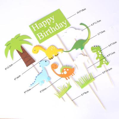 China New Small Jurassic Cake Decorating Dinosaur Cake Paper Baking Flags,Dessert Table Decoration Plug-in Card Insert Cake Topper for sale