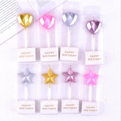 China Paraffin hotsales wholesale colorful love five-pointed star candles party birthday party decorations supply for sale