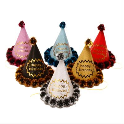 China Celebration Manufacturers Wholesale 20cm Children Three-horned Gold Party Cake Decoration Adult Pearl Bronzing Birthday Ball Hat for sale