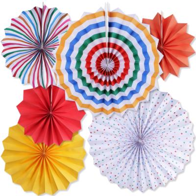 China 6 Pieces DIY Set Paper Flower Handmade Paper Flower Folding Fan Christmas Paper Fan Flower Garland DIY Three-Dimensional Wedding for sale