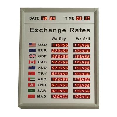 China Bank airport hotel led bank exchange signage led digital board money exchange rate sign board led display for sale