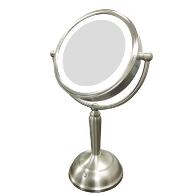 China Manufacturer High Quality Round Table Mirror Minimalist Battery Or USB Charging Make Up Led Mirror With Dimmable Lights for sale