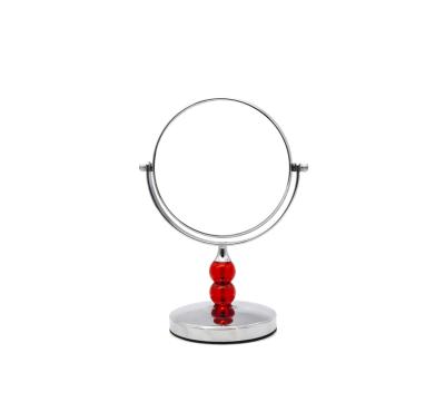 China Desk Magnifying 1-10x 6 Inch Magnifying Red Crystal Two Side Makeup Mirror for sale