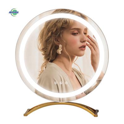 China High Quality Custom Made Round Dressing Table HD Lighted Touch Switch Dimmable Hollywood Desk Led Vanity Makeup Mirror With Lights for sale