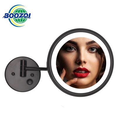 China New Hotel Expandable Wall Mounted 8x Magnifying Quality Magnifying Double Arm Extend Led Lighted Wall Mounted Bathroom Mirror For Shaving for sale