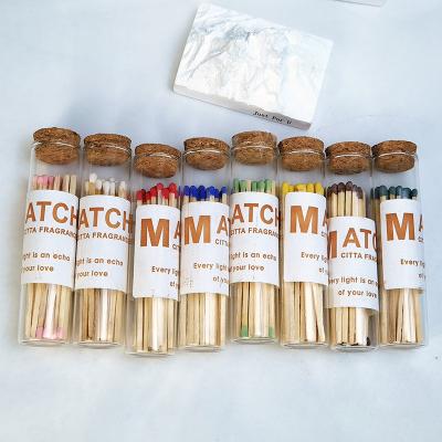 China New custom colored birthdays match sticks in jar glass bottle matches wood printed wooden matches wholesale price quick matches for sale