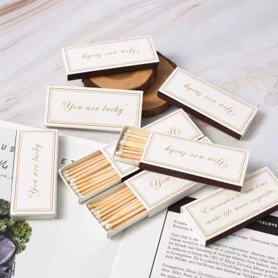 China Custom Birthdays Logo Wooden Matches in Matches Decorative Paper Box Black Safety Matches Candle Matches for sale