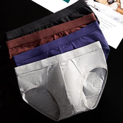 China Factory Supply Cotton Antibacterial Briefs Solid Color Mens Underwear Breathable Loose Shorts Adult for sale