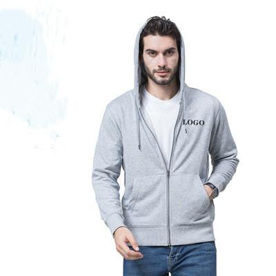 China Anti-Wrinkle Wholesale Custom Design Logo Blank Fleece Fitness Men Full Face Zipper Casual Hoodie Men , Custom Mens Full Zip Up hoodie for sale