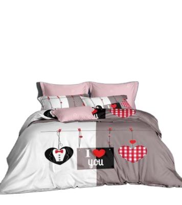 China 100% Nondisposable Patterns of Love and Heart Duvet Polyester Valentine's Day Bedding Set for sale