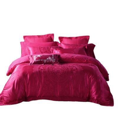 China Rose Luxury Silk Cotton Jacquard Embroidery Bedding Set Nondisposable Sheer Classic Bedspread Bed Cover for sale