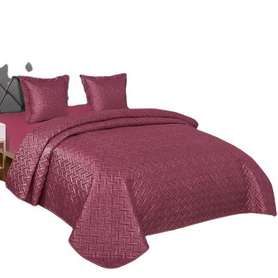 China Simply Reversible 100% Satin Bed Cover Set 3pcs Bedspread Set for sale