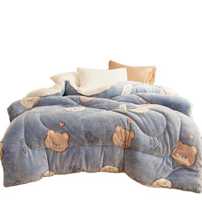 China Nondisposable Fleece Comforter Set With 2 Pillow Shams Polytester Comforter Down Duvet Teddy for sale