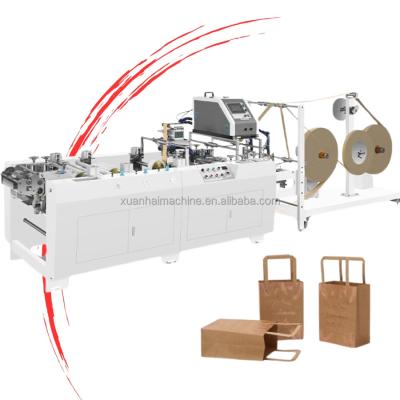 China Automatic positioning gluing square bottom Flat Handle paper bag machine with Handle for sale