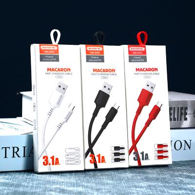 China Macaron 3.1A USB Data Cable Somostel Macaron USB Data Cable Charging Cable 1.2m Band Mobile Phone Fast Data Cable for sale