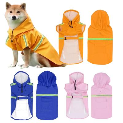 China Big Sale CLASSIC Hot Dog Windproof Raincoats With Hood Stripe Reflective Adjustable Dog Raincoat Clothes for sale