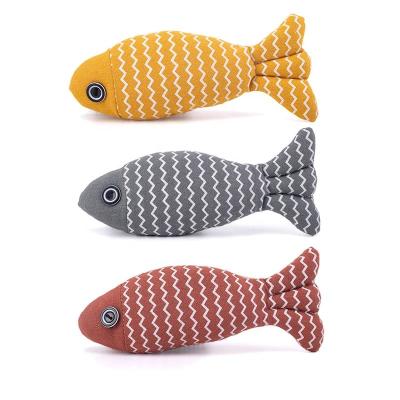 China Eco-Friendly Soft Stocked Catnip Canvas Fish Stuffed Cat Toys Custom Pet Interactive Cat Toy OEM Wholesale Price for sale