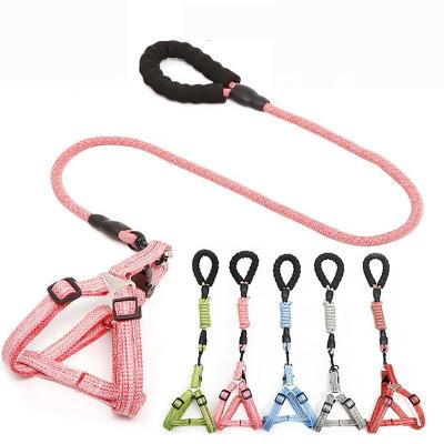 China Wholesale Custom Cheap Small Size Nylon Braided Pet Harness LOW MOQ Personalized Luxury Dog Leash Set for sale