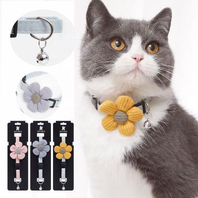 China Personalized Kawaii Pet Accessories Collars 3D Flower Shape Super Soft Cotton Cat Collars Decorations Adjustable for sale