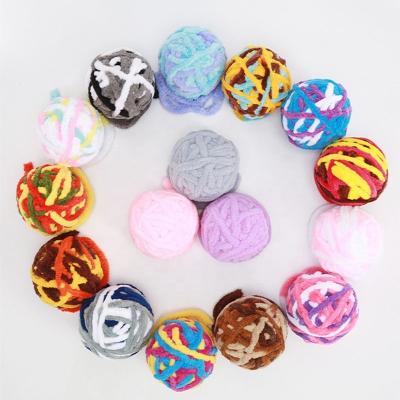 China Wholesale Cheap Stocked 3pack Cat Ball Toys With Bell Handmade Suck Up Soft Cat Toy Balls With Swishing Sounds Colorful Interactive Pet Toys for sale