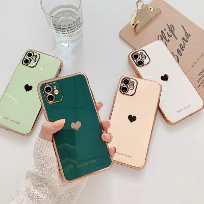 China Smart Anti-drop Phone Cases Plated Cute Radium Cutout Love Heart Tpu Phone Case Cover For Girls for sale